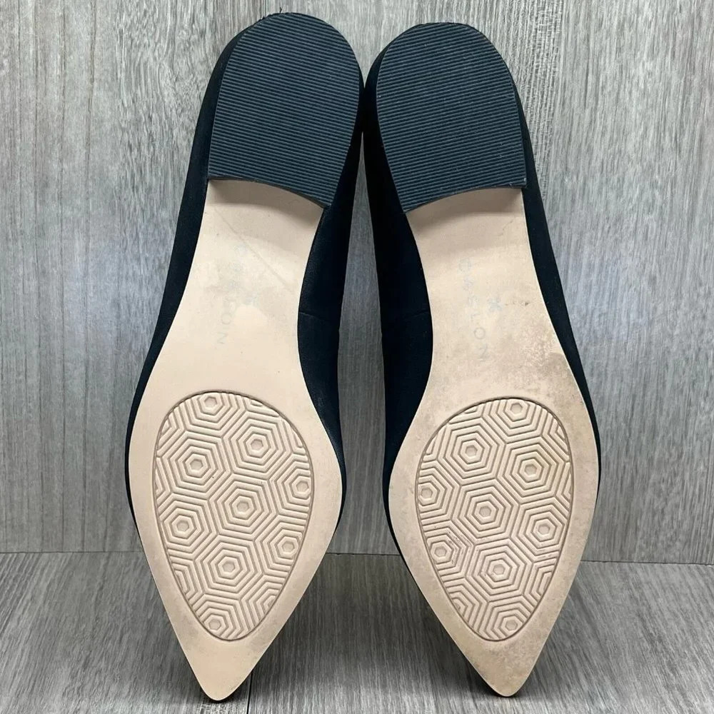Caslon Shoes Womens Sz 7M Laurel Pointed Toe Water Resistant Flats Leather Black - Picture 10 of 12